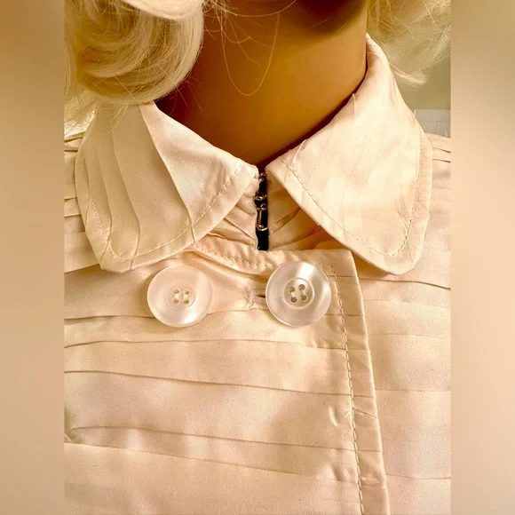 DESIGNER! DONCASTER COLLECTION!🌸100% SILK PEACOAT/DUSTER/White/Size-10 - Picture 7 of 16